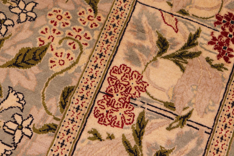 handmade Transitional Chambali Green Beige Hand Knotted RECTANGLE 100% WOOL area rug 6' x 9'