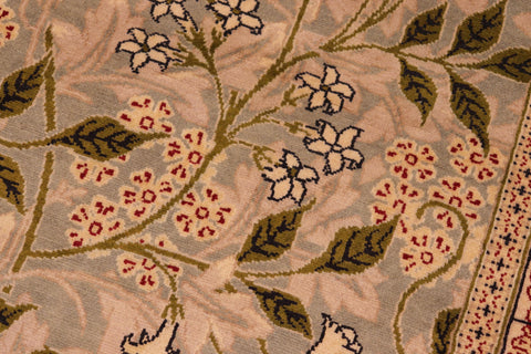 handmade Transitional Chambali Green Beige Hand Knotted RECTANGLE 100% WOOL area rug 6' x 9'