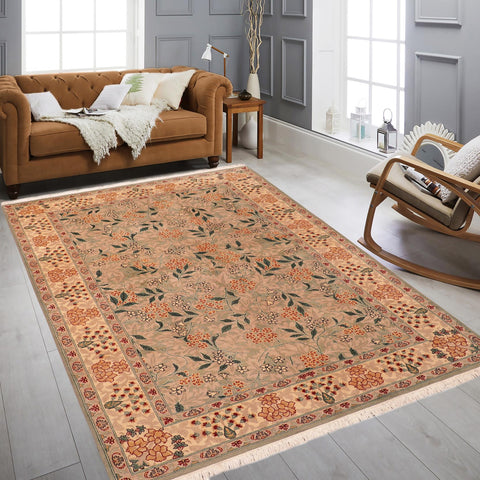 handmade Transitional Chambali Lt. Green Lt. Green Hand Knotted RECTANGLE 100% WOOL area rug 6' x 9'