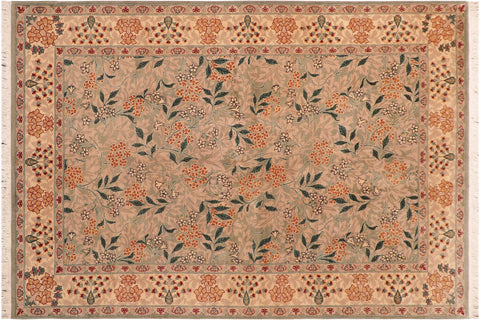 handmade Transitional Chambali Lt. Green Lt. Green Hand Knotted RECTANGLE 100% WOOL area rug 6' x 9'
