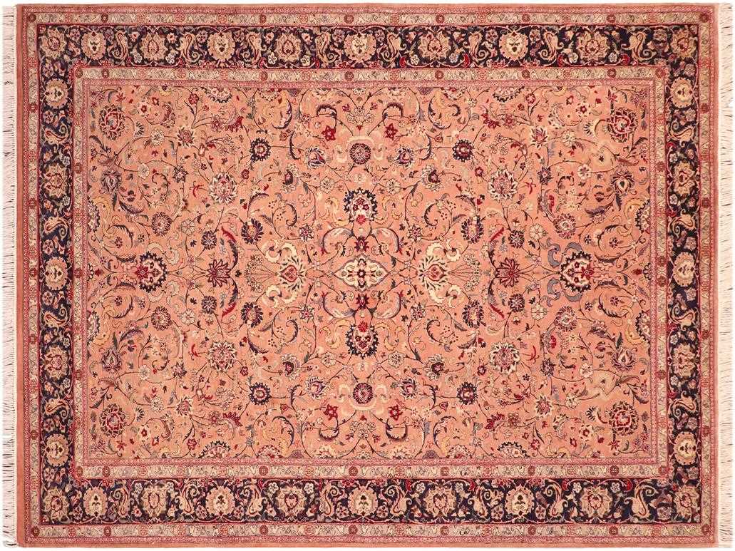 handmade Traditional Abasi Afsha Pink Blue Hand Knotted RECTANGLE 100% WOOL area rug 6x9