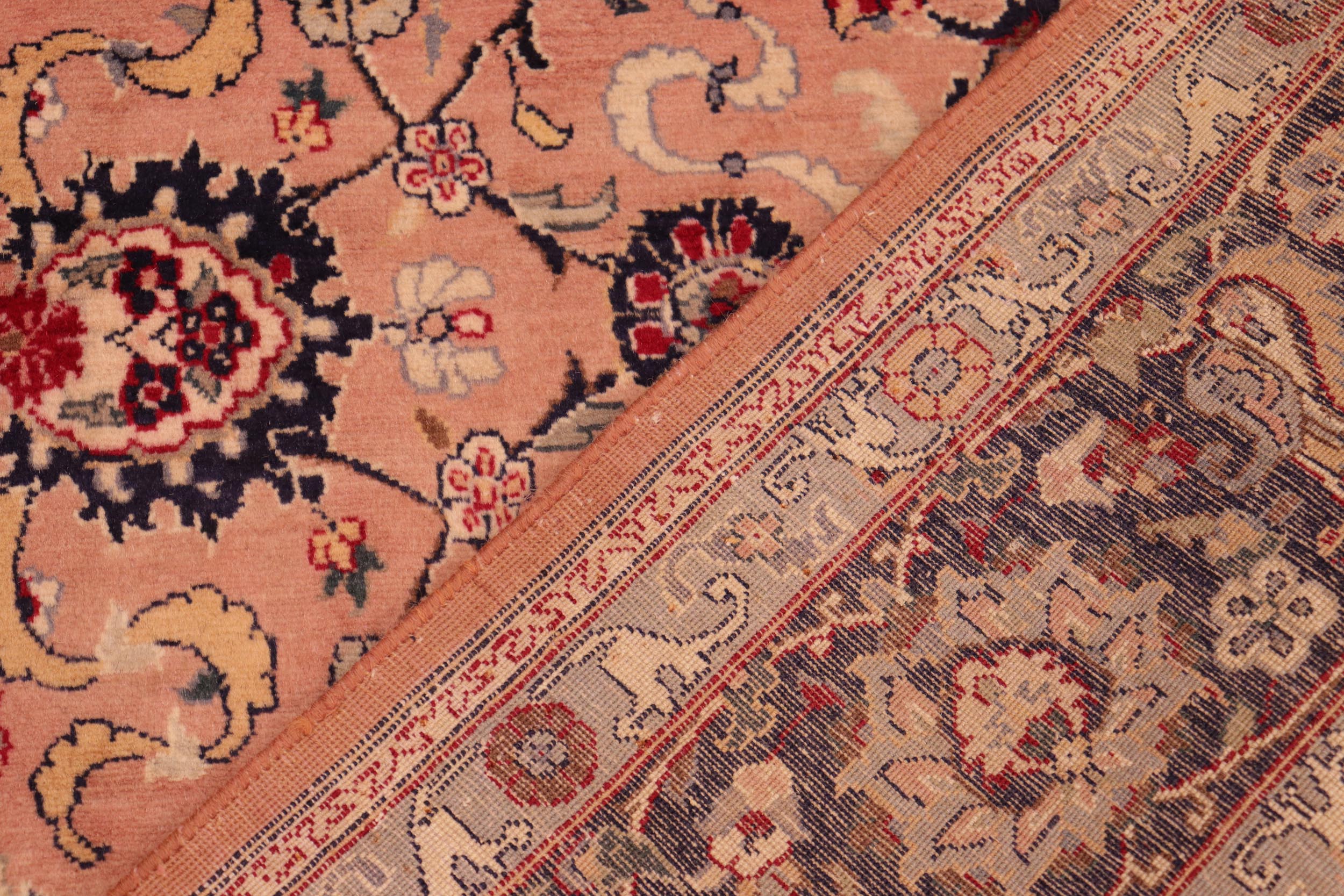 handmade Traditional Abasi Afsha Pink Blue Hand Knotted RECTANGLE 100% WOOL area rug 6x9