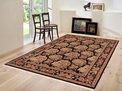 handmade Transitional Basarabian Black Pink Hand Knotted RECTANGLE 100% WOOL area rug 6x9