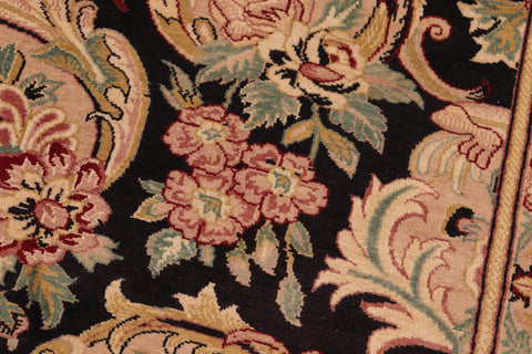 handmade Transitional Basarabian Black Pink Hand Knotted RECTANGLE 100% WOOL area rug 6' x 9'