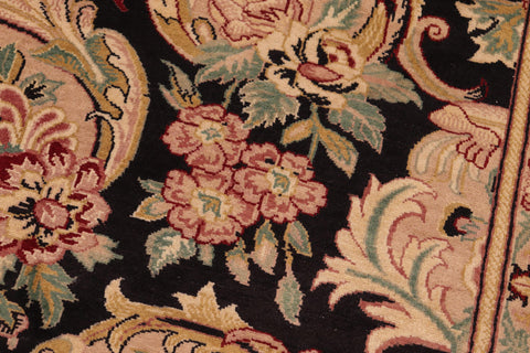 handmade Transitional Basarabian Black Pink Hand Knotted RECTANGLE 100% WOOL area rug 6x9