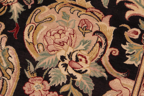 handmade Transitional Basarabian Black Pink Hand Knotted RECTANGLE 100% WOOL area rug 6' x 9'