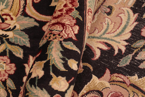 handmade Transitional Basarabian Black Pink Hand Knotted RECTANGLE 100% WOOL area rug 6' x 9'