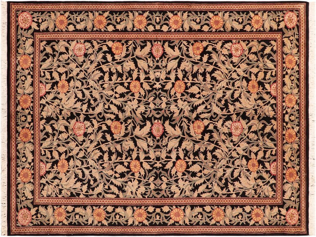 handmade Transitional Jasmain Black Gold Hand Knotted RECTANGLE 100% WOOL area rug 6x9