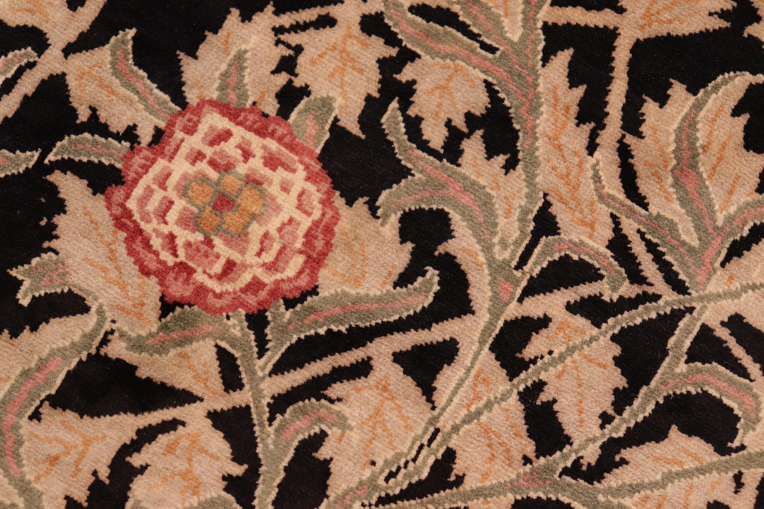 handmade Transitional Jasmain Black Gold Hand Knotted RECTANGLE 100% WOOL area rug 6x9