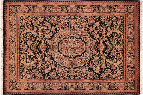 handmade Traditional Tamour Black Gold Hand Knotted RECTANGLE 100% WOOL area rug 6x9