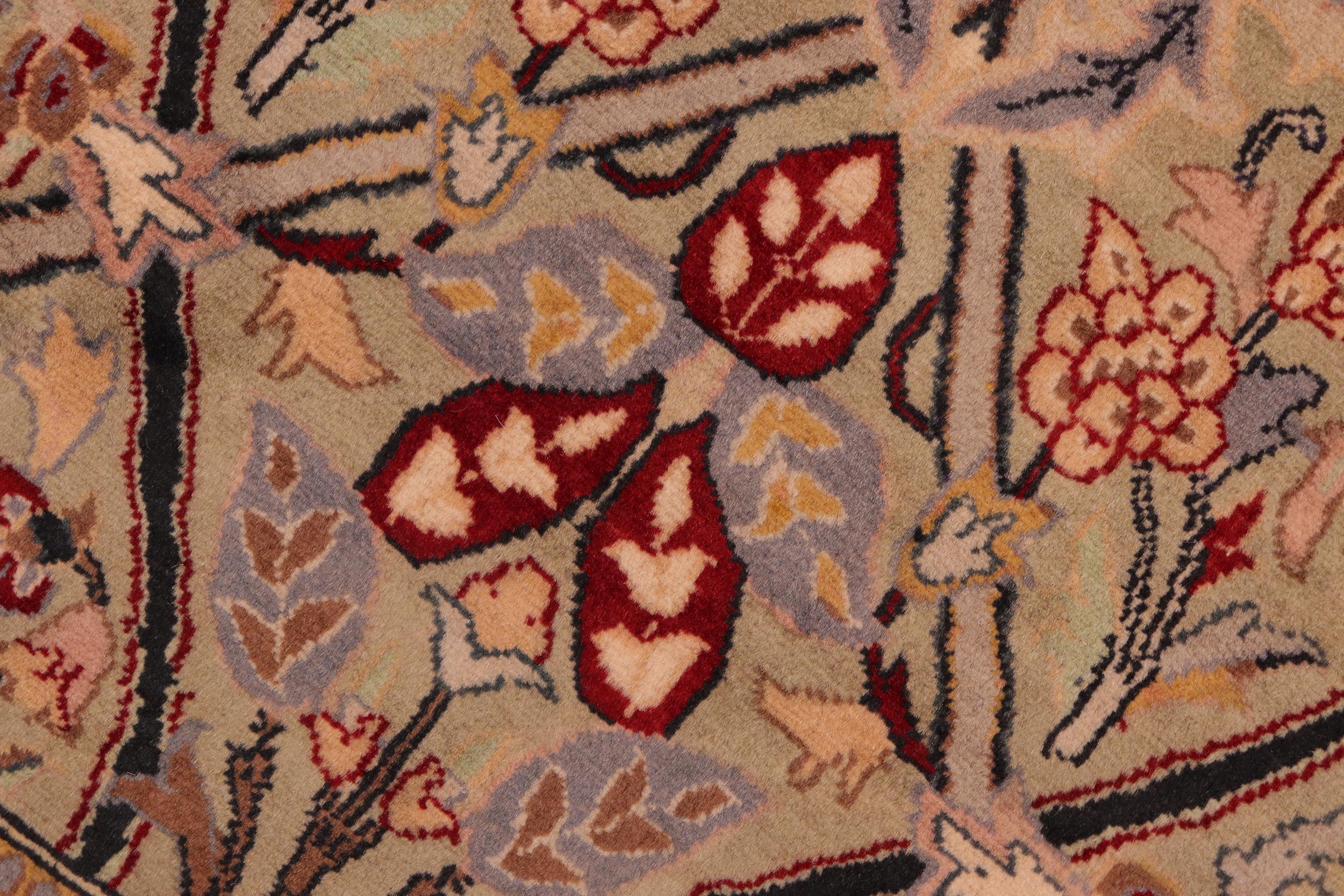 handmade Transitional Mujahid Green Red Hand Knotted RECTANGLE 100% WOOL area rug 6x9