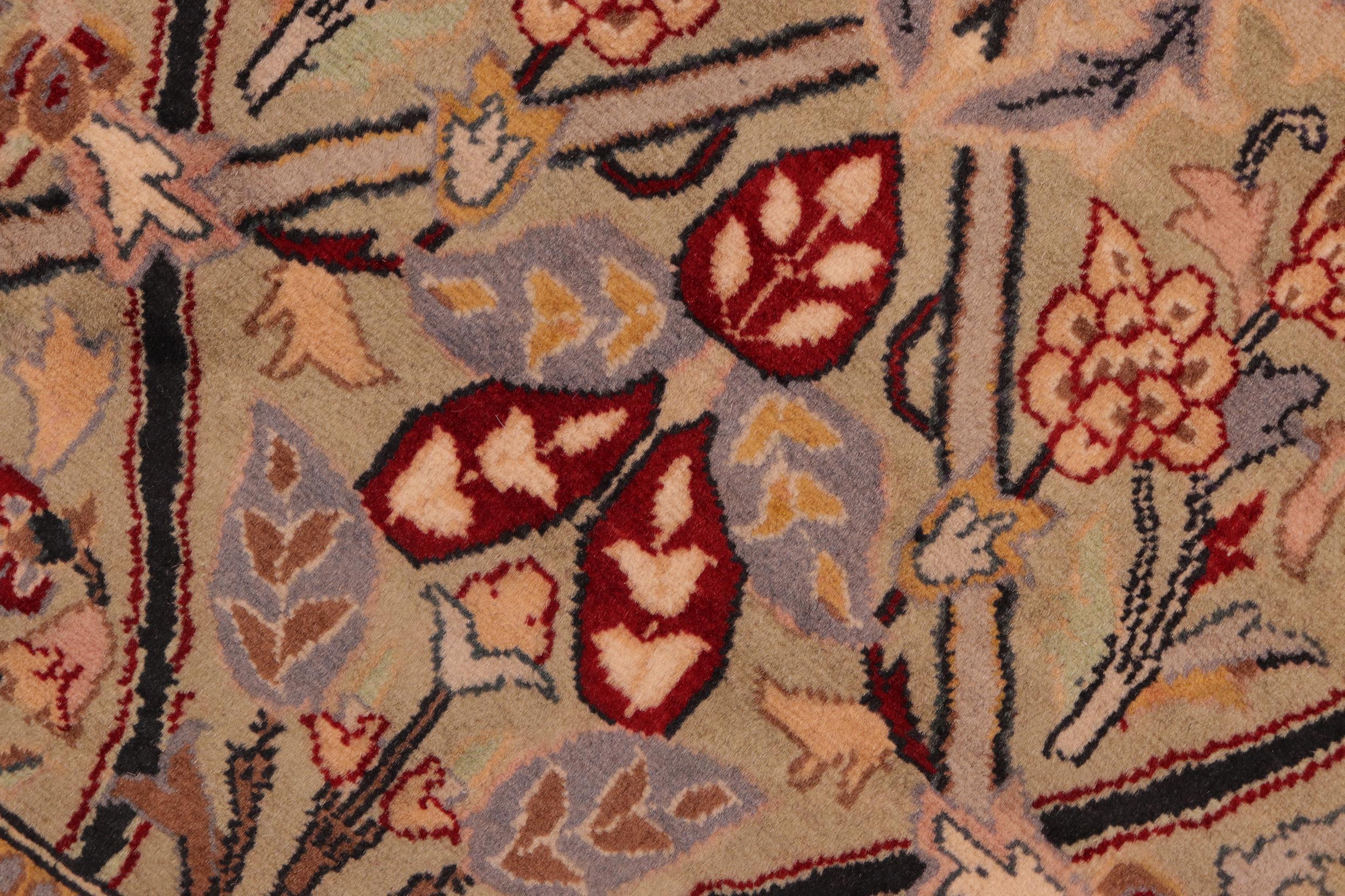 handmade Transitional Mujahid Green Red Hand Knotted RECTANGLE 100% WOOL area rug 6x9