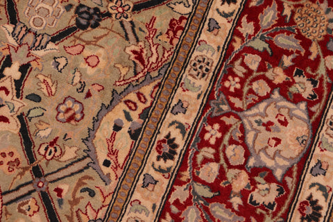 handmade Transitional Mujahid Green Red Hand Knotted RECTANGLE 100% WOOL area rug 6x9