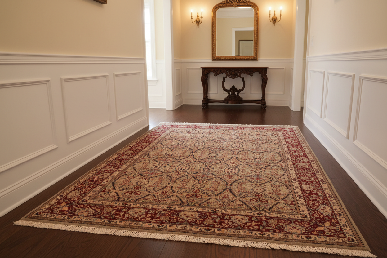 handmade Transitional Mujahid Green Red Hand Knotted RECTANGLE 100% WOOL area rug 6x9