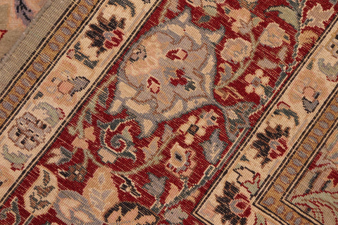 handmade Transitional Mujahid Green Red Hand Knotted RECTANGLE 100% WOOL area rug 6x9