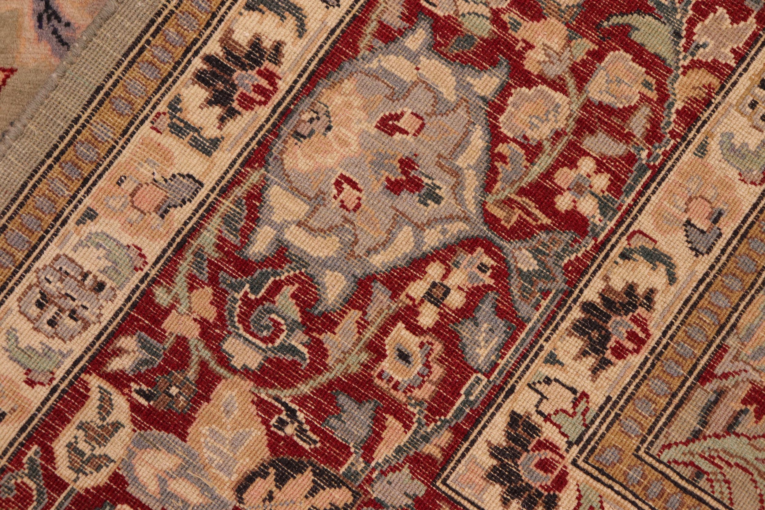 handmade Transitional Mujahid Green Red Hand Knotted RECTANGLE 100% WOOL area rug 6x9