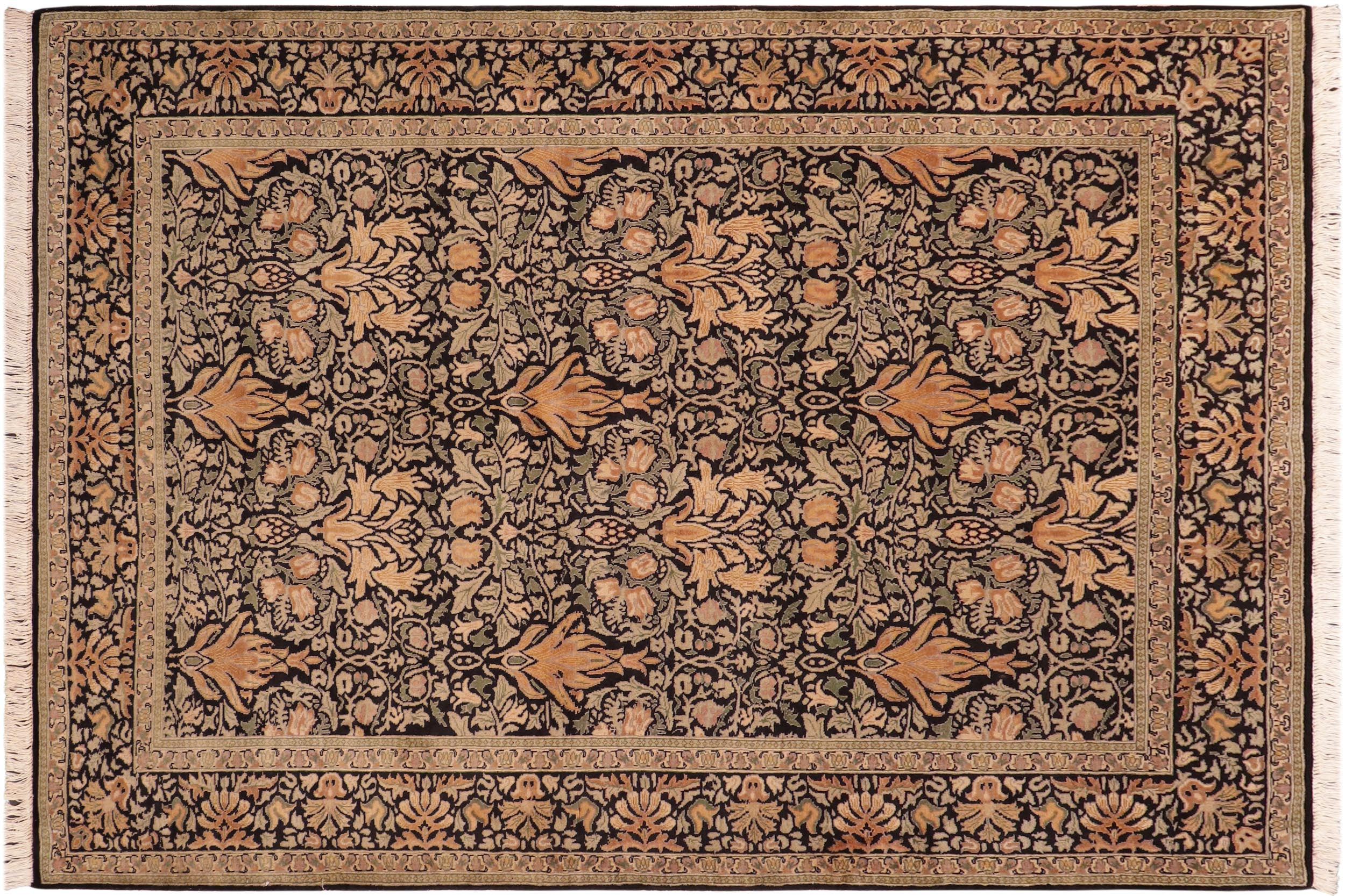 handmade Transitional Snakehead Black Green Hand Knotted RECTANGLE 100% WOOL area rug 6' x 8'