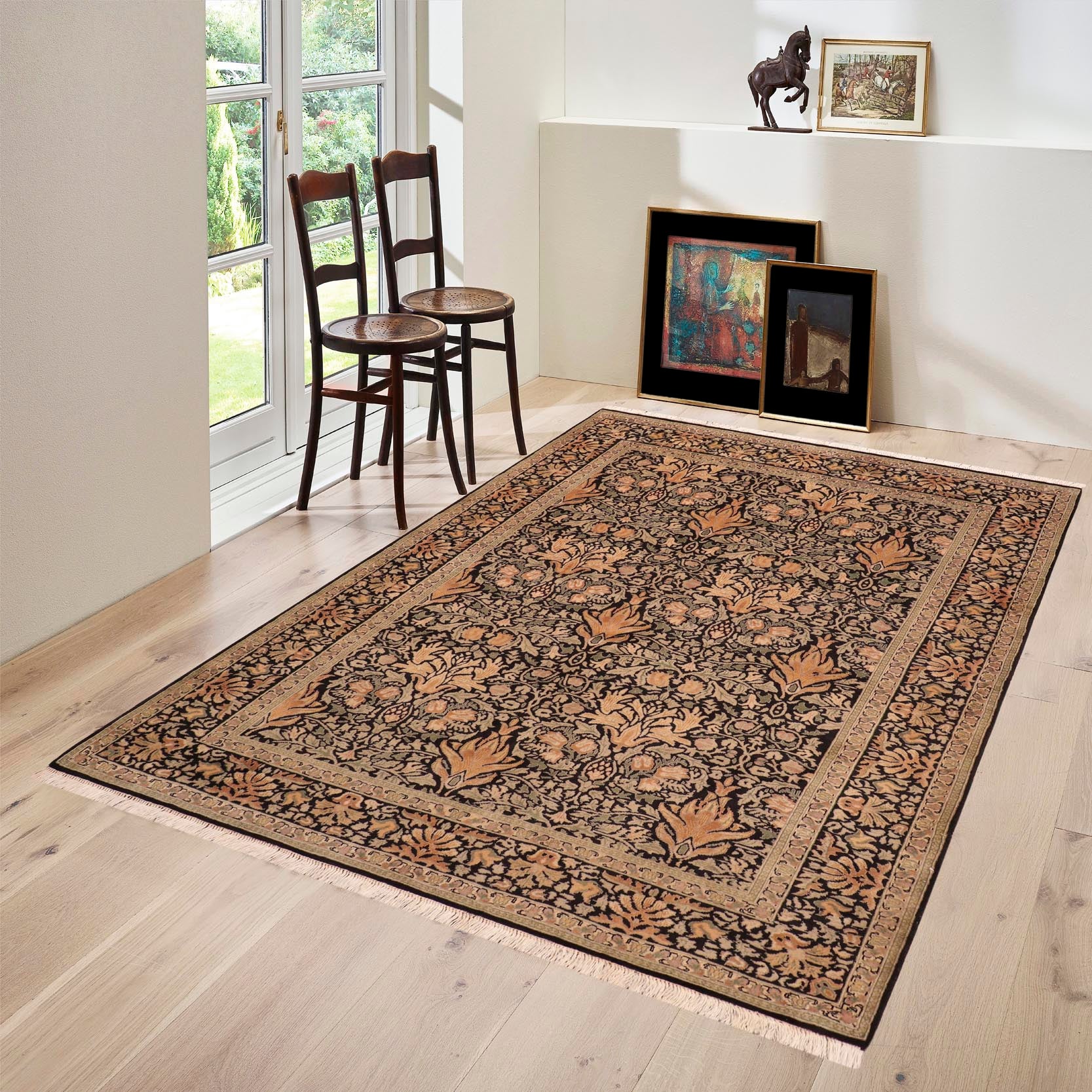 handmade Transitional Snakehead Black Green Hand Knotted RECTANGLE 100% WOOL area rug 6' x 8'