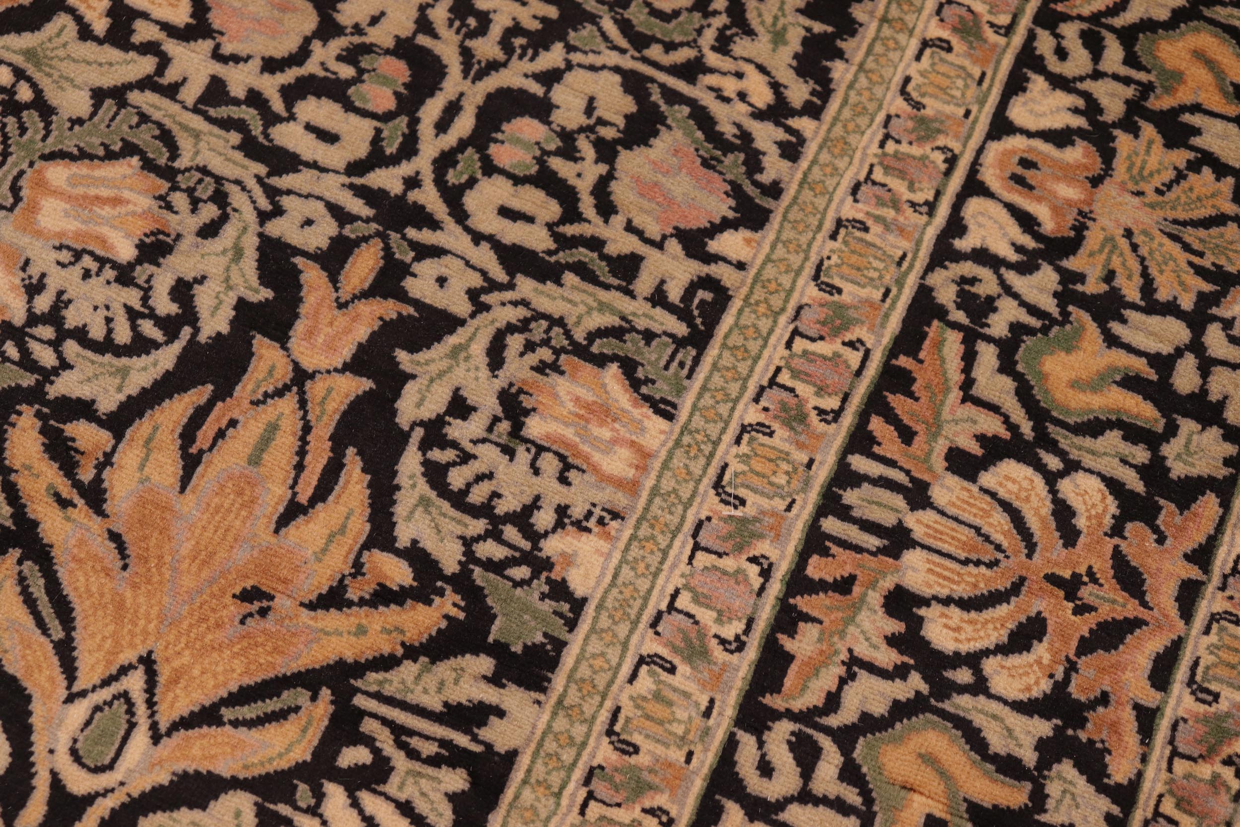 handmade Transitional Snakehead Black Green Hand Knotted RECTANGLE 100% WOOL area rug 6' x 8'