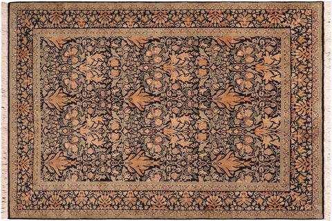 handmade Transitional Snakehead Black Green Hand Knotted RECTANGLE 100% WOOL area rug 6' x 8'