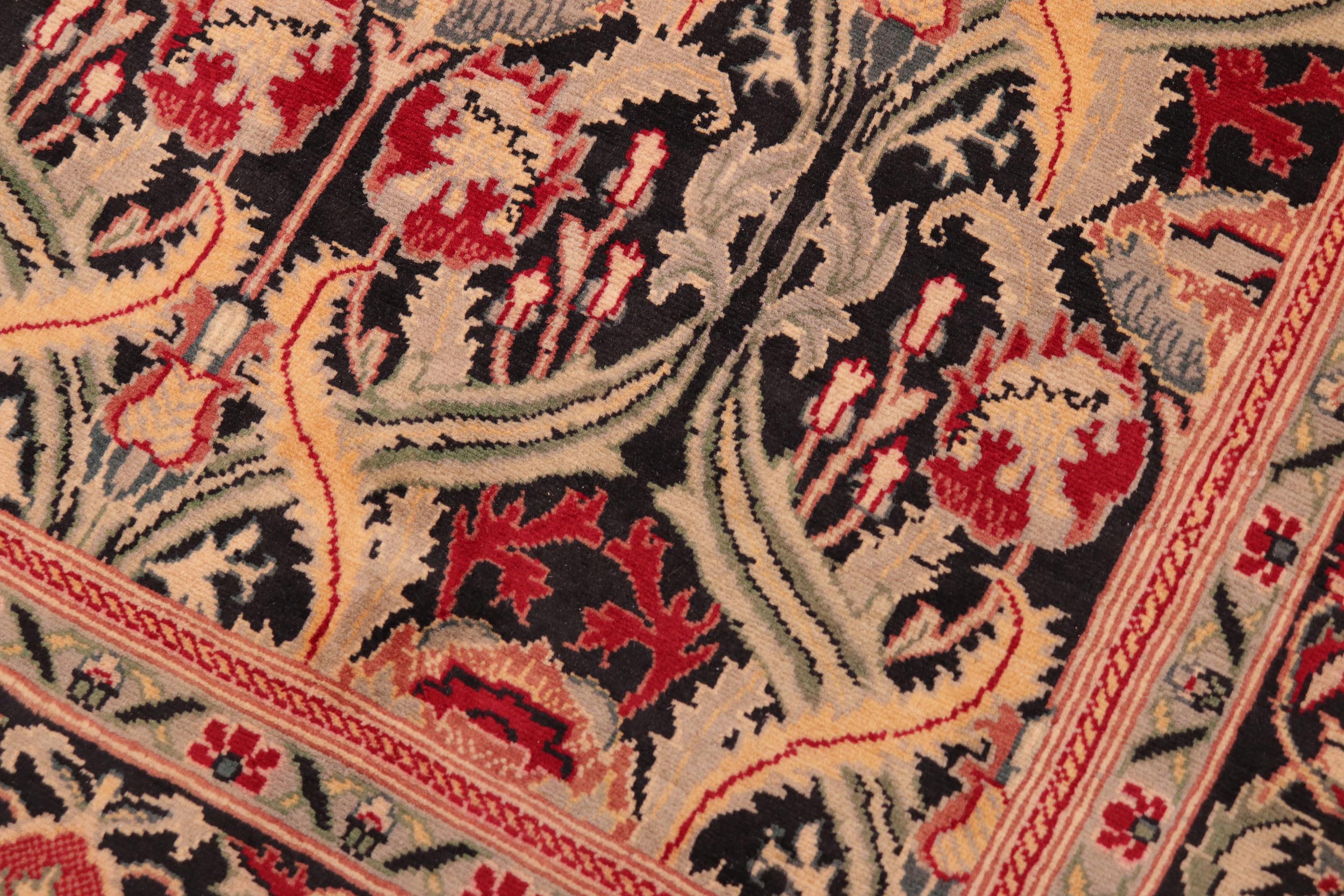 handmade Transitional Hamjolie Black Red Hand Knotted RECTANGLE 100% WOOL area rug 6x9
