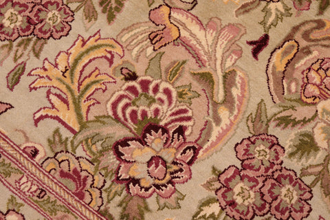 handmade Transitional Basarabian Green Pink Hand Knotted RECTANGLE 100% WOOL area rug 6' x 9'
