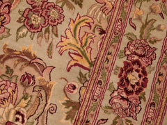 handmade Transitional Basarabian Green Pink Hand Knotted RECTANGLE 100% WOOL area rug 6x9