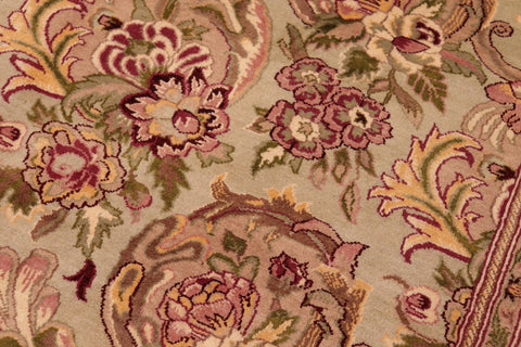 handmade Transitional Basarabian Green Pink Hand Knotted RECTANGLE 100% WOOL area rug 6' x 9'