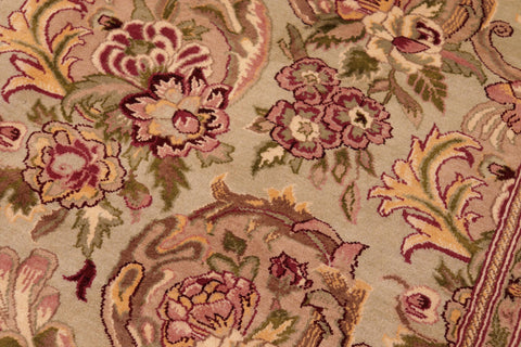 handmade Transitional Basarabian Green Pink Hand Knotted RECTANGLE 100% WOOL area rug 6x9