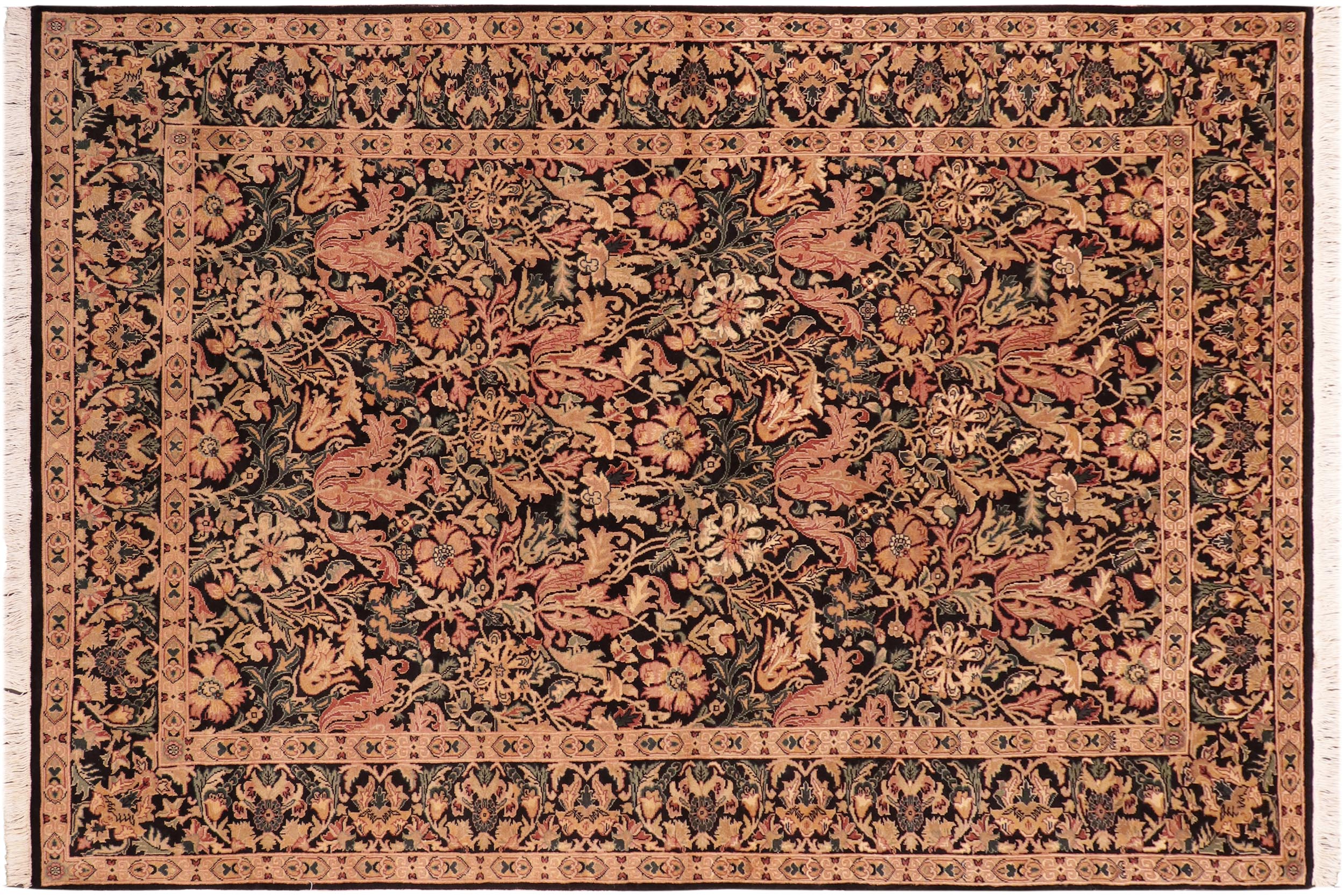 handmade Transitional Gulshan Black Red Hand Knotted RECTANGLE 100% WOOL area rug 6' x 9'