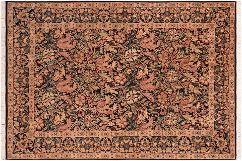 handmade Transitional Gulshan Black Red Hand Knotted RECTANGLE 100% WOOL area rug 6' x 9'