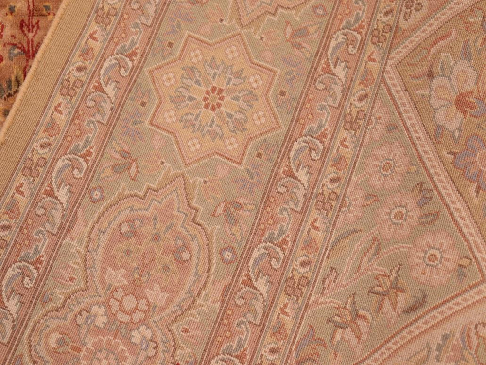 handmade Traditional Gulab Taupe Green Hand Knotted RECTANGLE 100% WOOL area rug 6x9