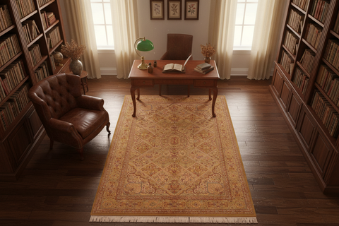 handmade Traditional Gulab Taupe Green Hand Knotted RECTANGLE 100% WOOL area rug 6x9