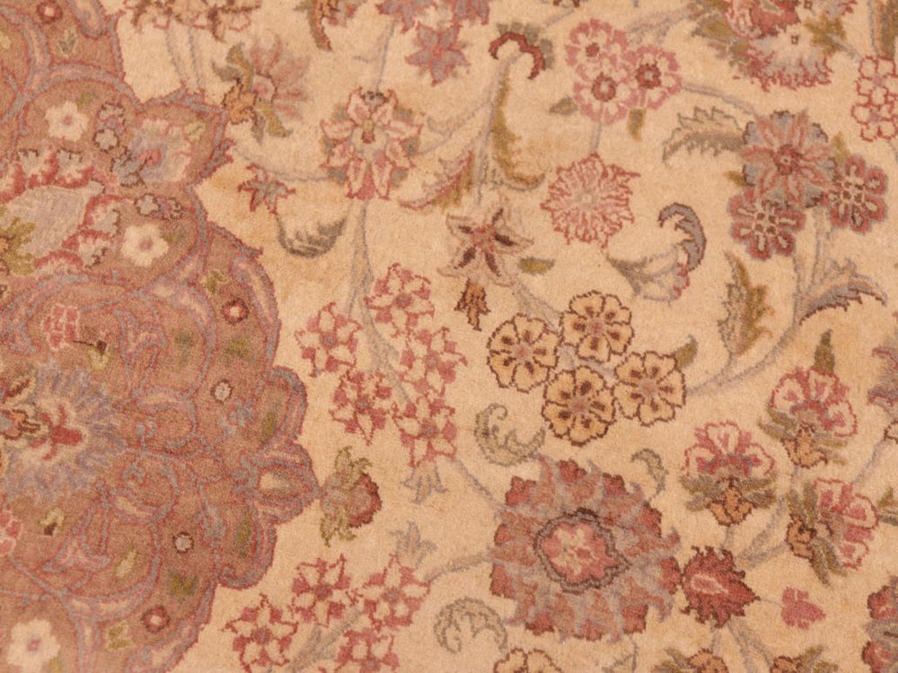 handmade Traditional Kashan Beige Brown Hand Knotted RECTANGLE 100% WOOL area rug 6x9