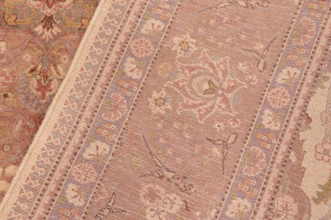 handmade Traditional Kashan Beige Brown Hand Knotted RECTANGLE 100% WOOL area rug 6x9