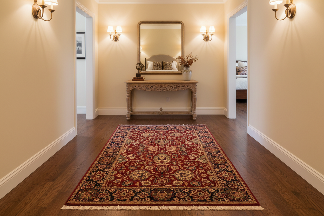 handmade Traditional Lahore Red Blue Hand Knotted RECTANGLE 100% WOOL area rug 6x9