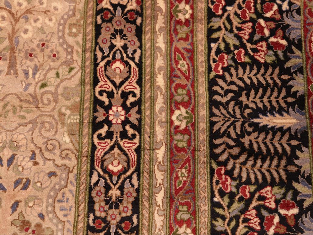 handmade Traditional  Beige Black Hand Knotted RECTANGLE 100% WOOL area rug 6x9