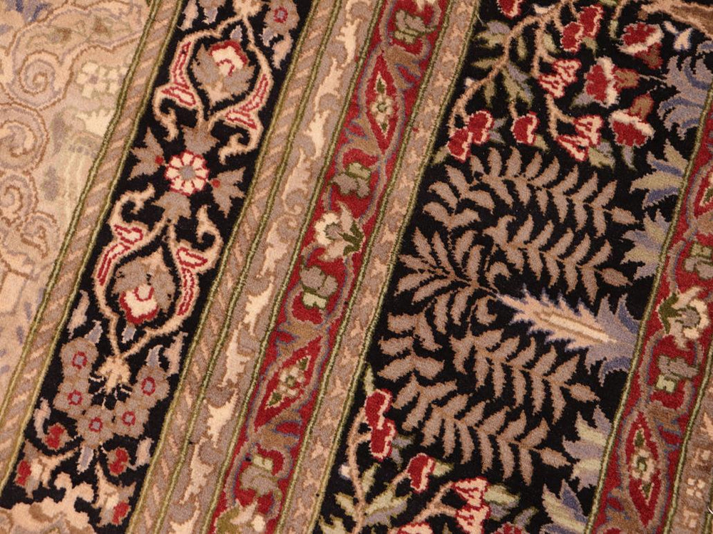 handmade Traditional  Beige Black Hand Knotted RECTANGLE 100% WOOL area rug 6x9