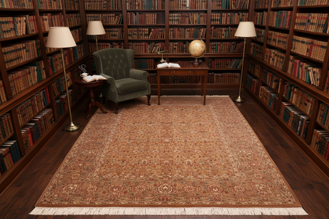 handmade Transitional  Gold Brown Hand Knotted RECTANGLE 100% WOOL area rug 6x9