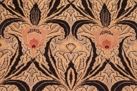 handmade Transitional Tulip Black Red Hand Knotted RECTANGLE 100% WOOL area rug 6' x 9'