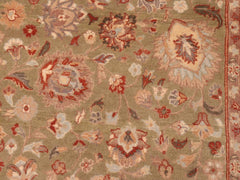 handmade Traditional Kashan Green Beige Hand Knotted RECTANGLE 100% WOOL area rug 6x9