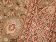 handmade Traditional Kashan Green Beige Hand Knotted RECTANGLE 100% WOOL area rug 6x9