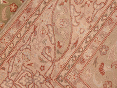 handmade Traditional Kashan Green Beige Hand Knotted RECTANGLE 100% WOOL area rug 6x9