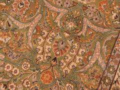 handmade Traditional Design Green Beige Hand Knotted RECTANGLE 100% WOOL area rug 6x9