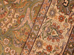 handmade Traditional Design Green Beige Hand Knotted RECTANGLE 100% WOOL area rug 6x9