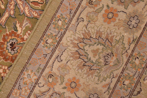handmade Traditional Design Green Beige Hand Knotted RECTANGLE 100% WOOL area rug 6x9