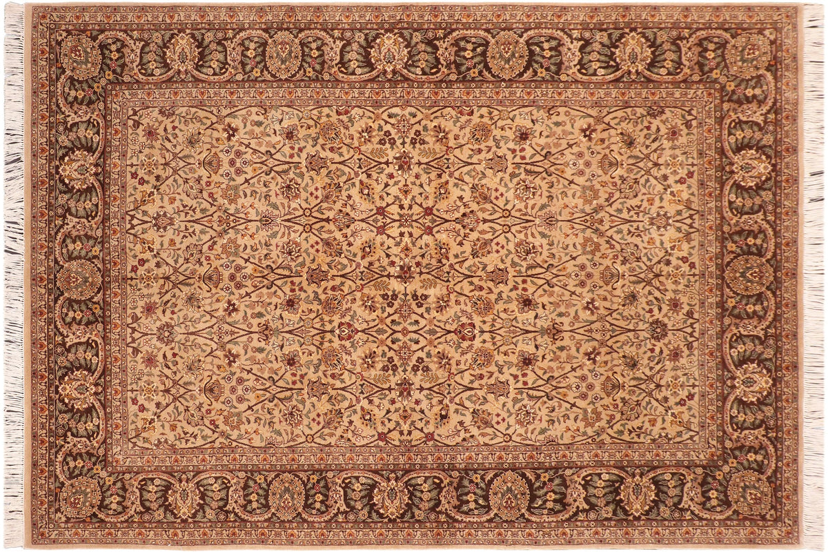 handmade Transitional Design Taupe Brown Hand Knotted RECTANGLE 100% WOOL area rug 6x10