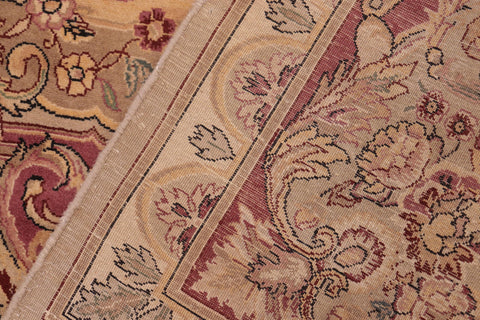 handmade Traditional Abusson Taupe Pink Hand Knotted RECTANGLE 100% WOOL area rug 6x9