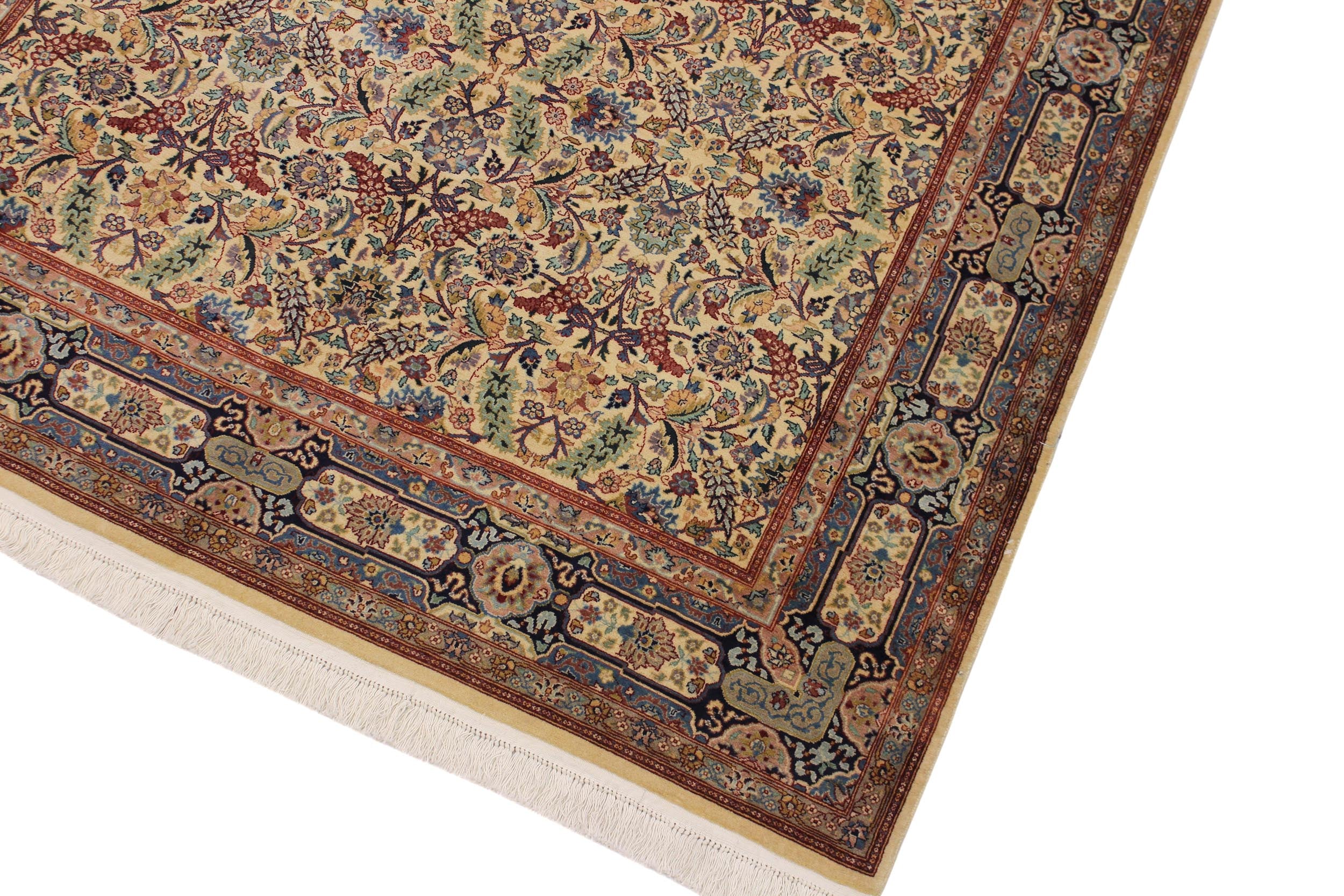 handmade Transitional Farooq Beige Blue Hand Knotted RECTANGLE 100% WOOL area rug 6x9