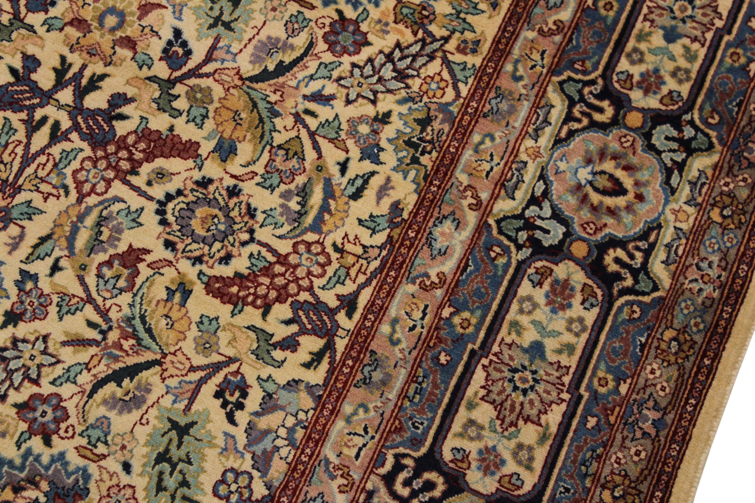 handmade Transitional Farooq Beige Blue Hand Knotted RECTANGLE 100% WOOL area rug 6x9